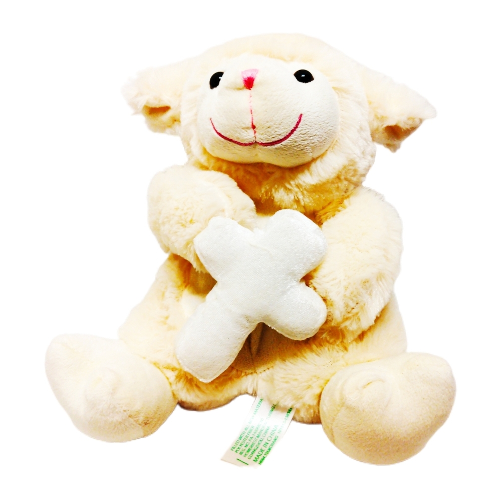 Homerbest white Easter sheep holding cross